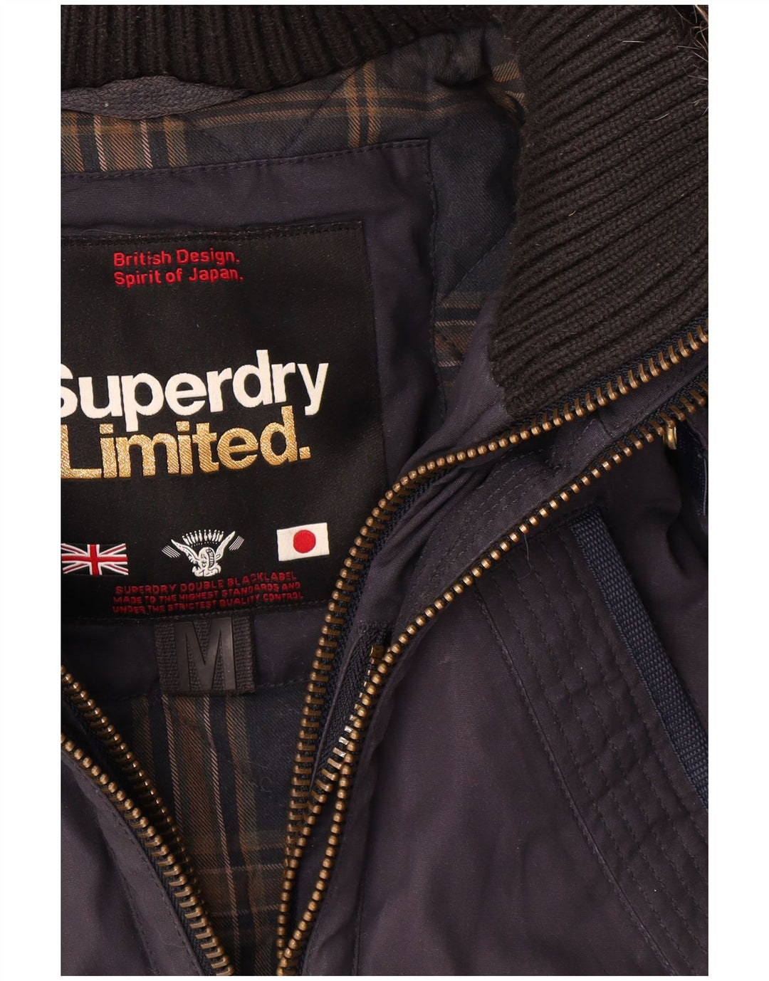 Superdry Chaqueta cortavientos con capucha para mujer, Reino Unido 44, Algodón azul marino mediano