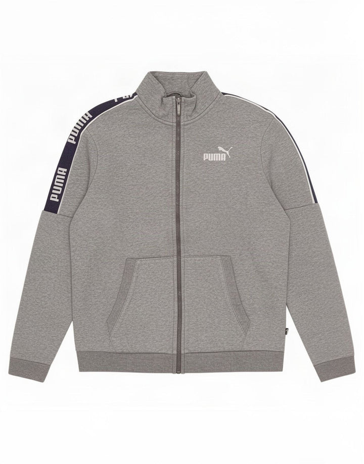 Puma Chaqueta De Chándal Con Estampado Gráfico De Algodón Gris Medio Con Bloques De Color