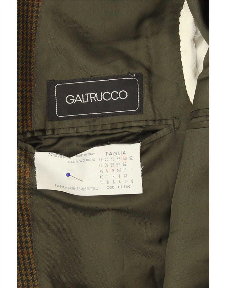 Galtrucco Chaqueta tipo blazer de corte regular para hombre IT 50 Large Khaki Houndstooth
