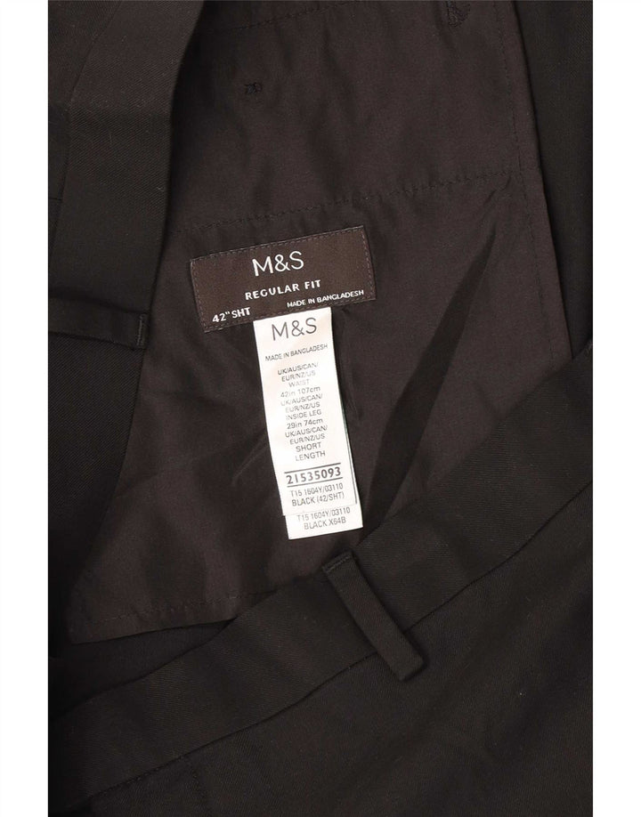 Marks & Spencer Pantalones de traje rectos de corte regular para hombre W42 L29 Negro