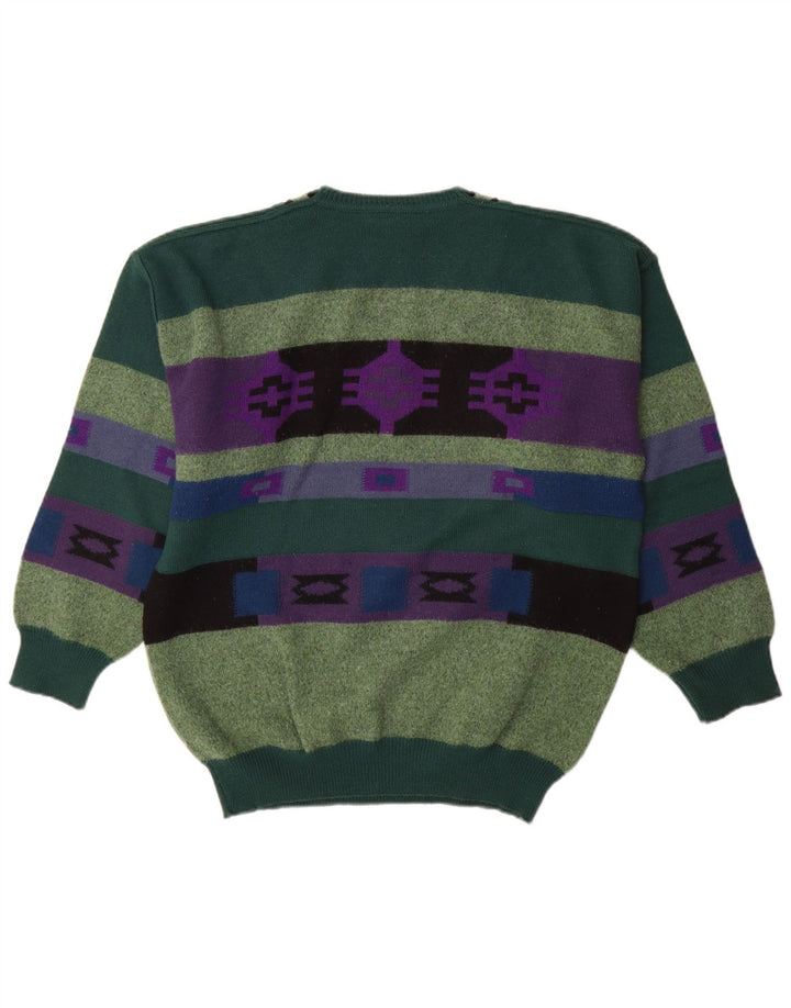 Baffo Jersey con Cuello en V para Hombre IT 52 Large Lana geométrica Verde