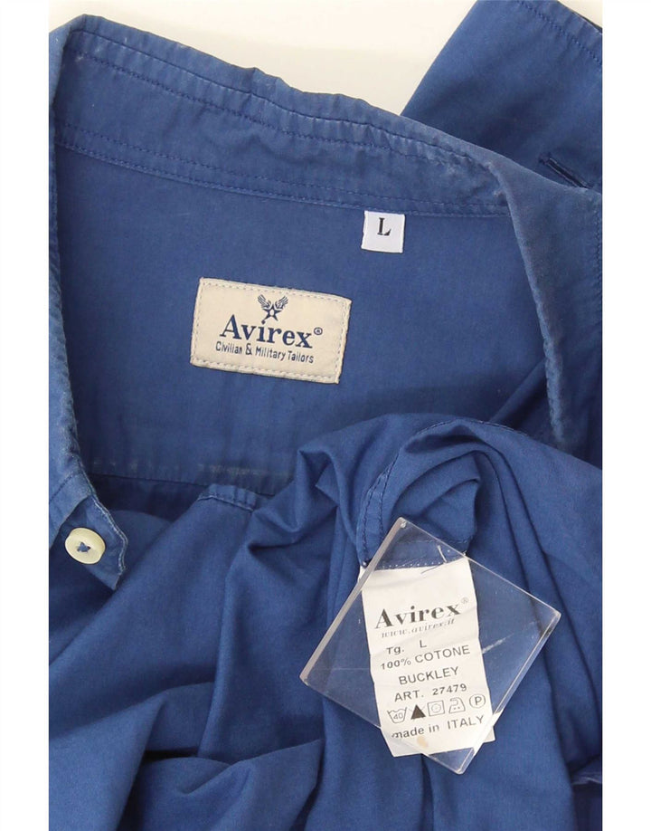 Camisa Avirex de corte regular para hombre de algodón azul grande