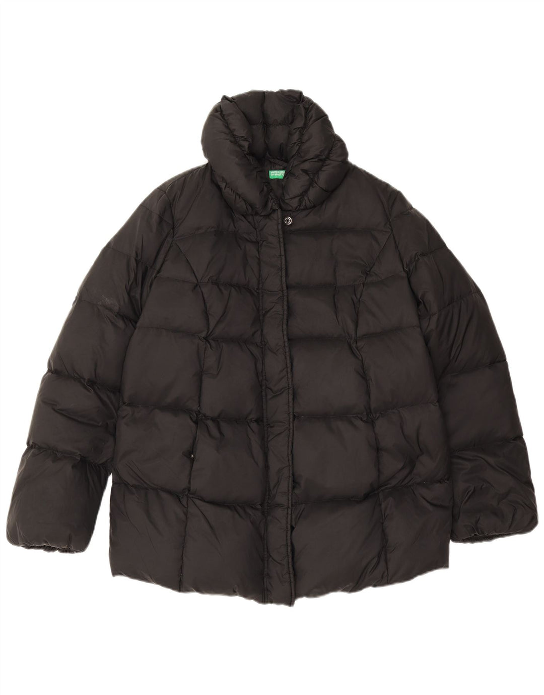 Benetton Chaqueta Acolchada Extragrande Mujer UK 6 XS Negro Poliamida