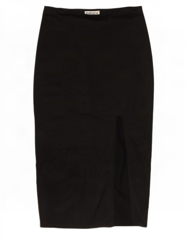 Falda lápiz vintage para mujer W32 Nylon negro grande