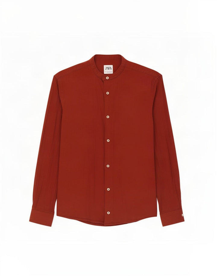 Zara Hombre Camisa Relaxed Fit Pequeña Granate