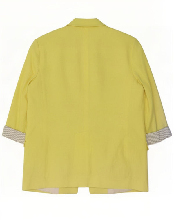 Zara Chaqueta tipo blazer abierta con manga 3/4 para mujer UK 46 Large Acetato amarillo