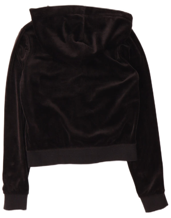 Juicy Couture Suéter con capucha y cremallera corta para mujer UK 10 Small Poliéster negro