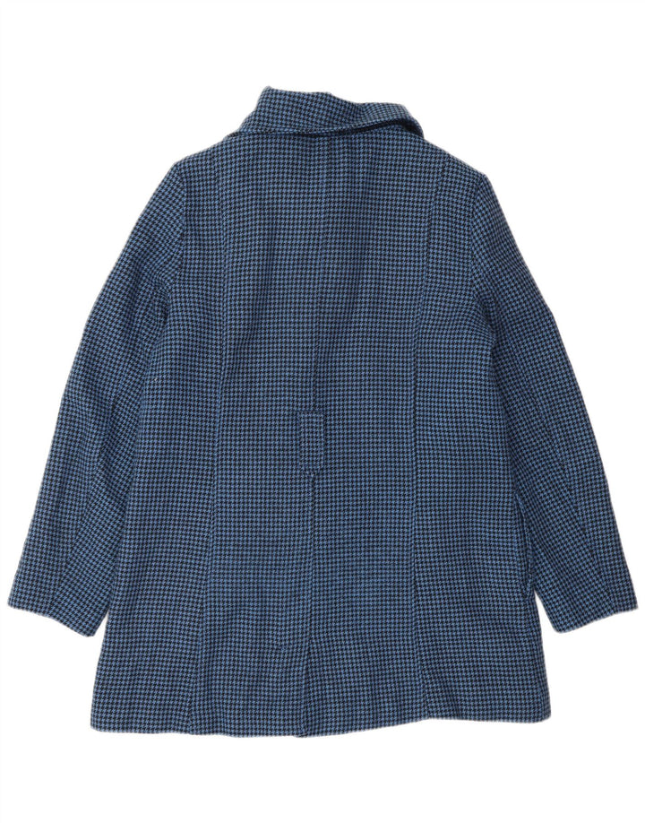 LEVI'S Abrigo cruzado para mujer UK 46 Lana de pata de gallo azul grande