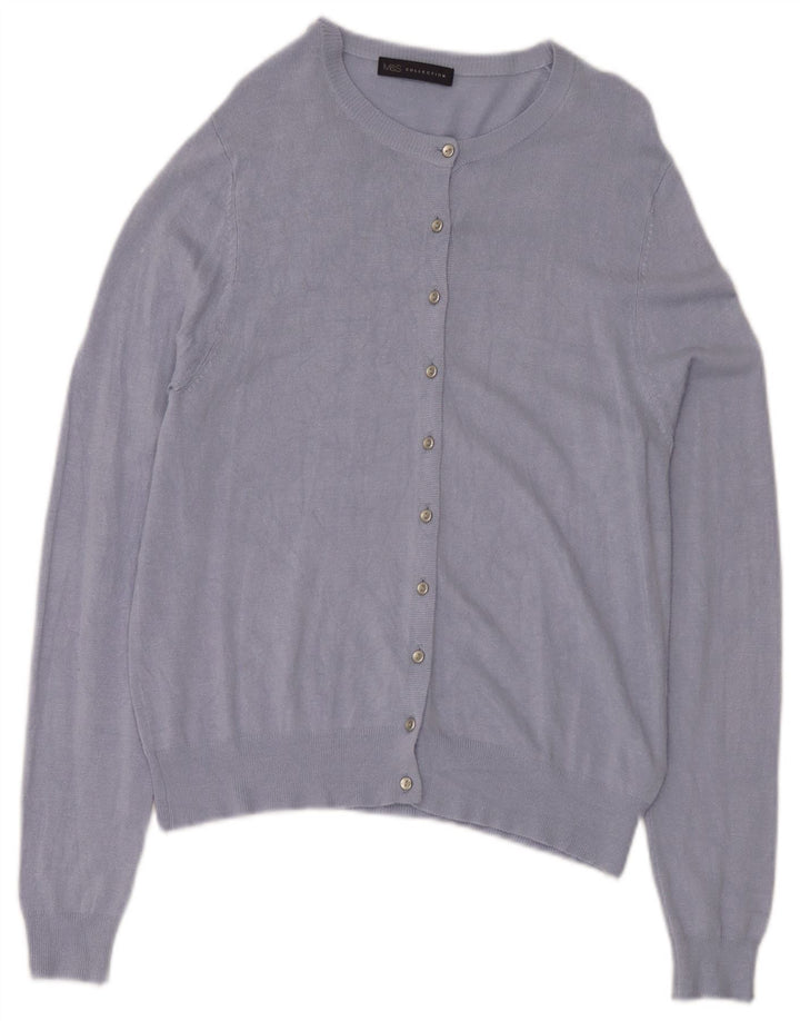 Marks & Spencer Suéter tipo cárdigan para mujer UK 44 Viscosa azul grande
