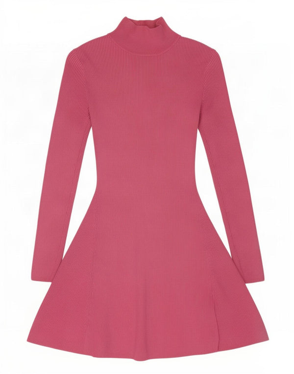 Zara Mujer Vestido Jersey De Manga Larga UK 42 Viscosa Rosa Mediana