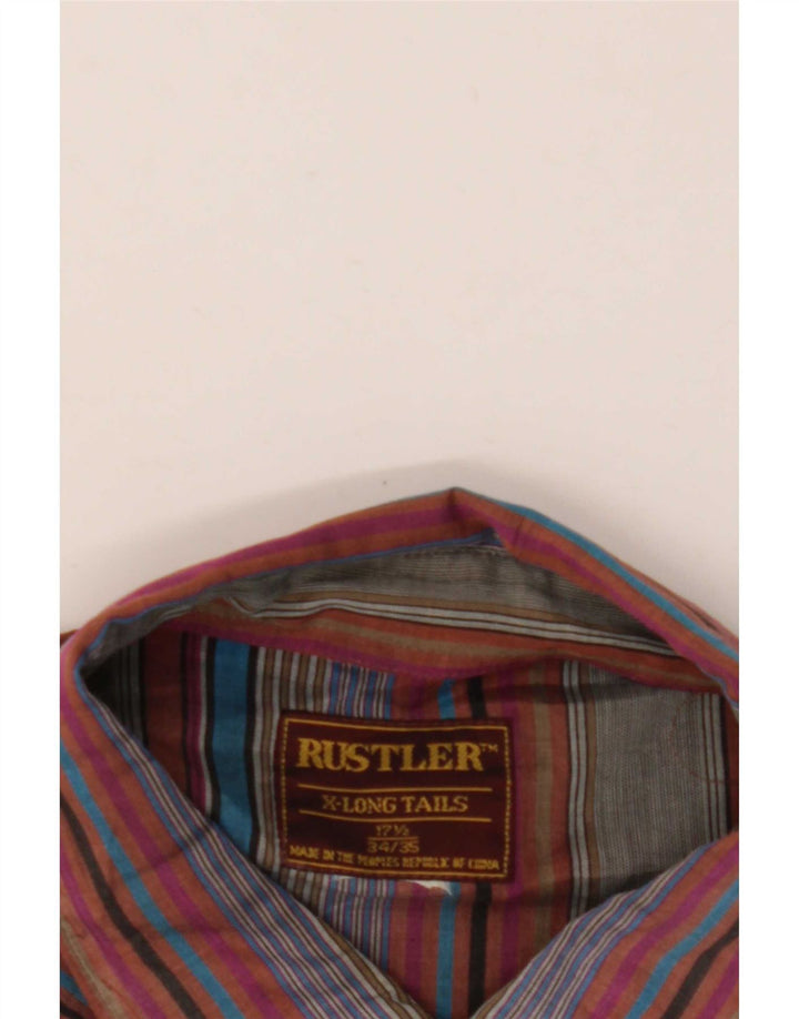 Rustler Camisa alta para hombre Talla 17 1/2 XL Rayas multicolores