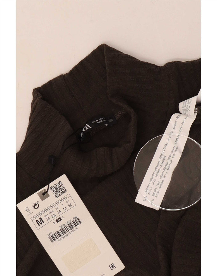 Zara Mujer Chaleco Tank Top UK 12 Marrón Medio Poliéster