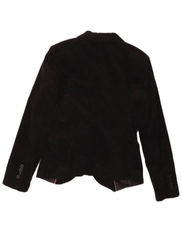 Zara Chaqueta Blazer De Terciopelo Con 1 Botón Para Mujer UK 10 Small Black Cotton