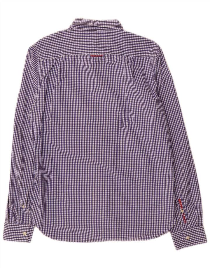 SUPERDRY Mens Shirt Large Blue Gingham Cotton