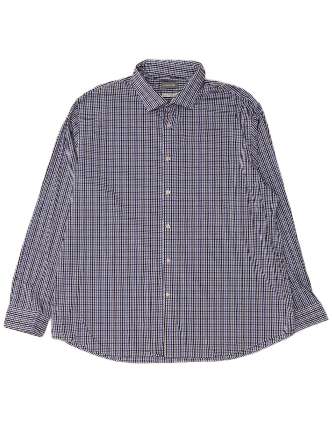 MICHAEL KORS Camisa ajustada para hombre talla 18 1/2 2XL Algodón a cuadros azul
