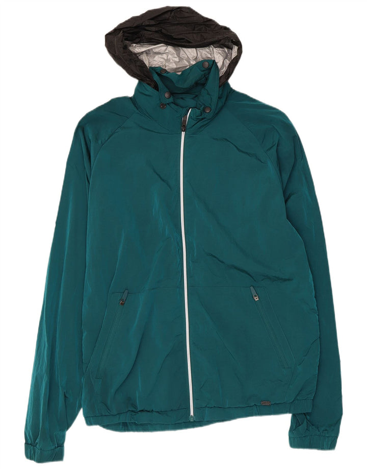 SUPERDRY Chaqueta impermeable con capucha para hombre ES 42 XL Nylon color block verde