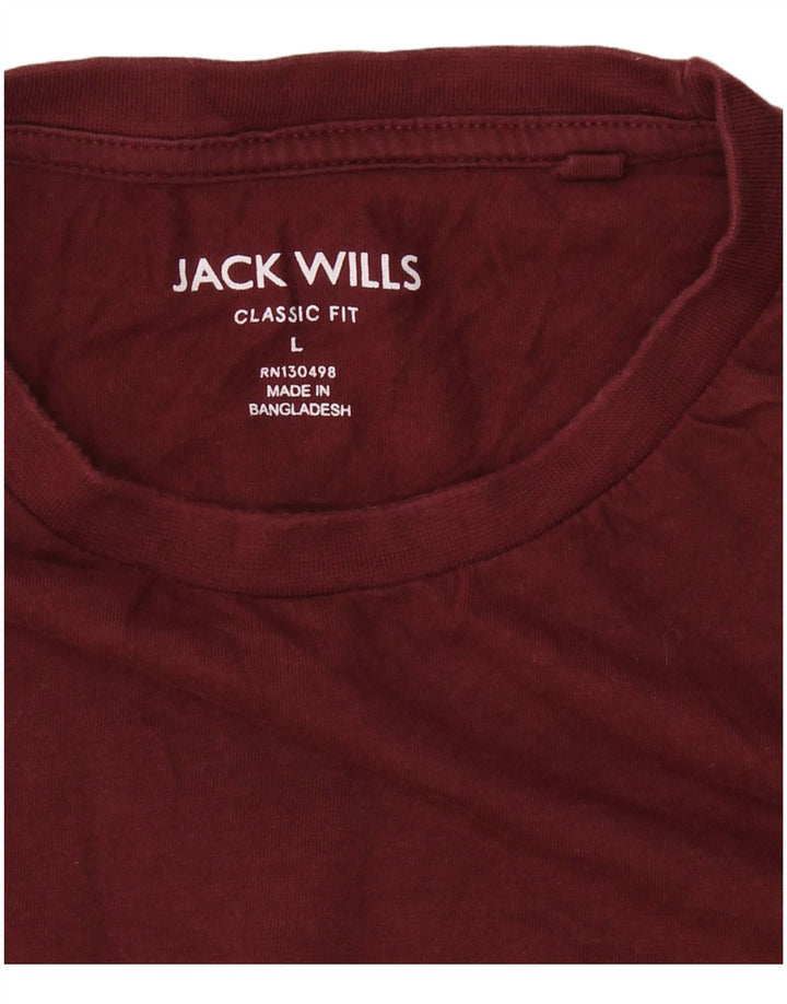 JACK WILLS Camiseta de ajuste clásico para hombre, talla grande, color granate