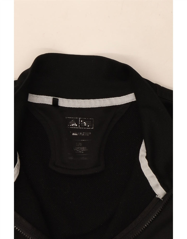 ADIDAS Hombres Climalite Zip Neck Sudadera Jumper Grande Poliéster Negro