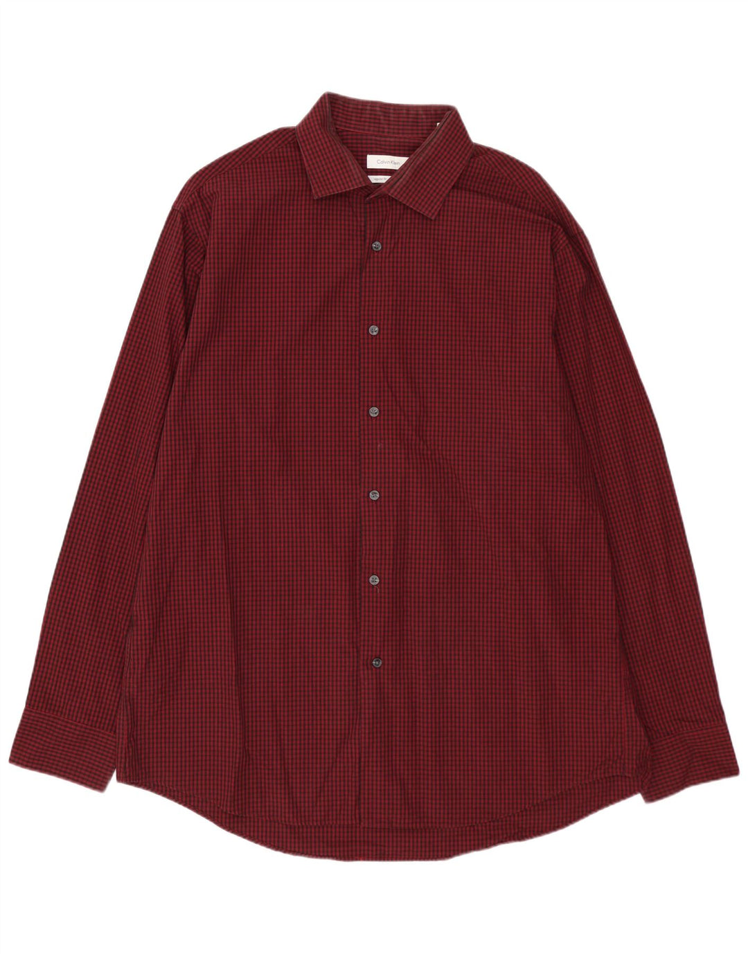 CALVIN KLEIN Camisa de corte regular para hombre Talla 16 1/2 Grande Algodón a cuadros rojo
