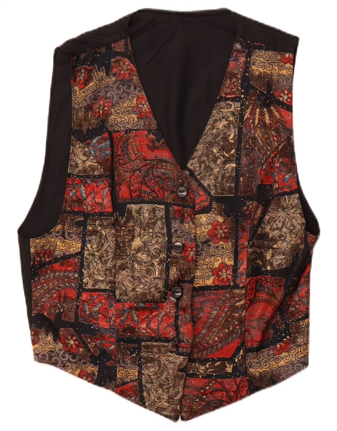 Vintage mujer chaleco Reino Unido 14 gran patchwork multicolor