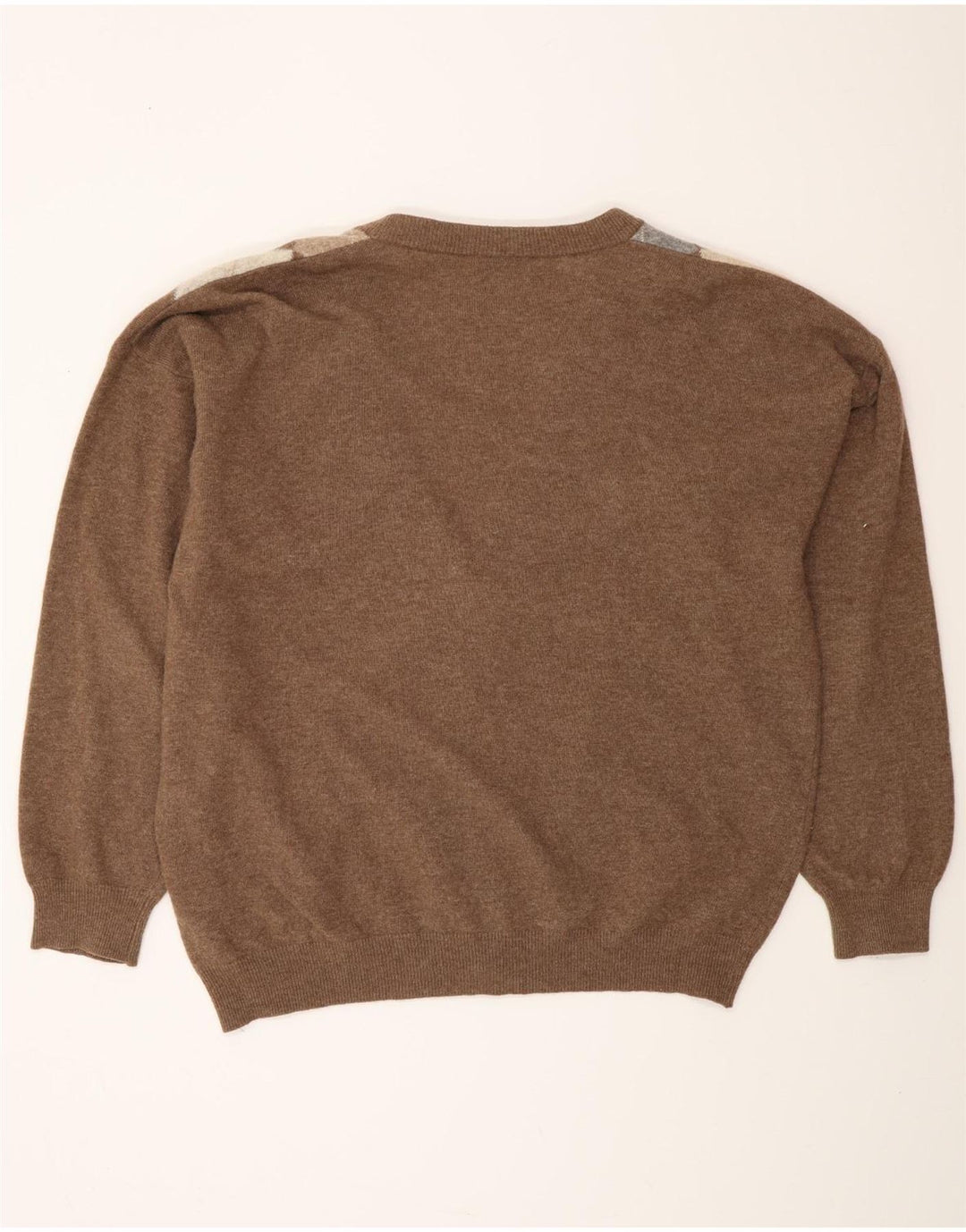 MONELLO Cárdigan para hombre IT 52 Large Brown Argyle/Diamond Wool