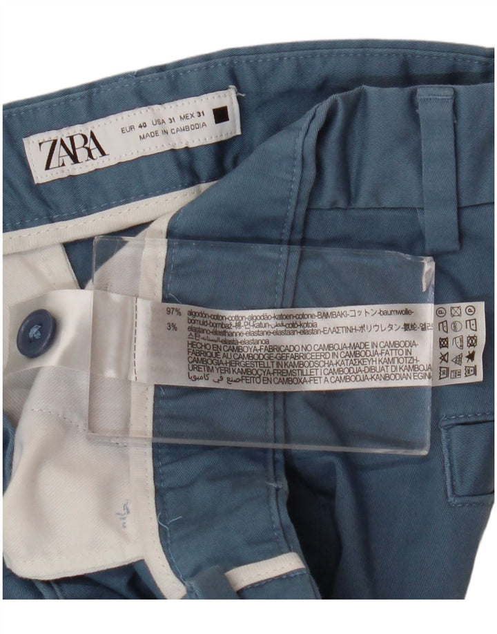 Zara Mens Chino Shorts EU 40 Medium W31 Algodón Azul