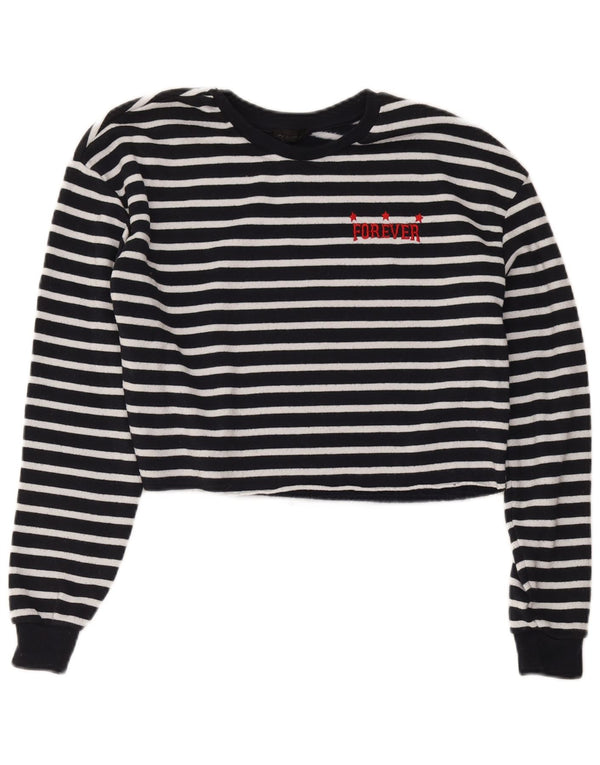 Topshop Top corto extragrande de manga larga para mujer UK 6 XS Azul marino a rayas