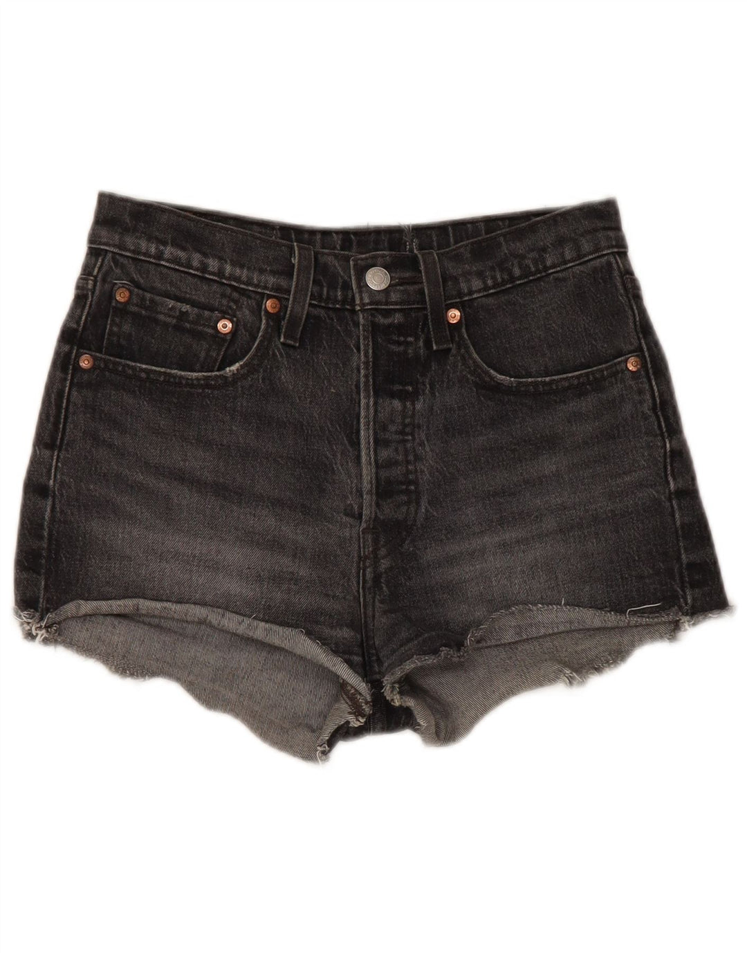 LEVI'S Mujer 501 Shorts De Mezclilla W30 Algodón Negro Mediano