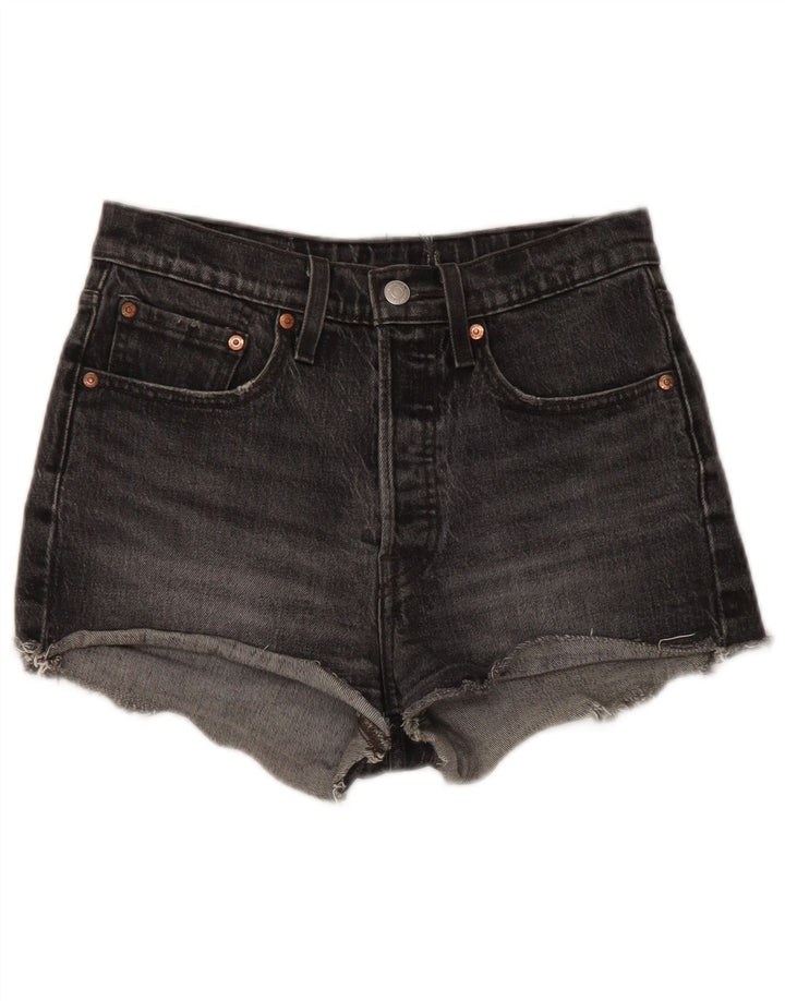 LEVI'S Mujer 501 Shorts De Mezclilla W30 Algodón Negro Mediano