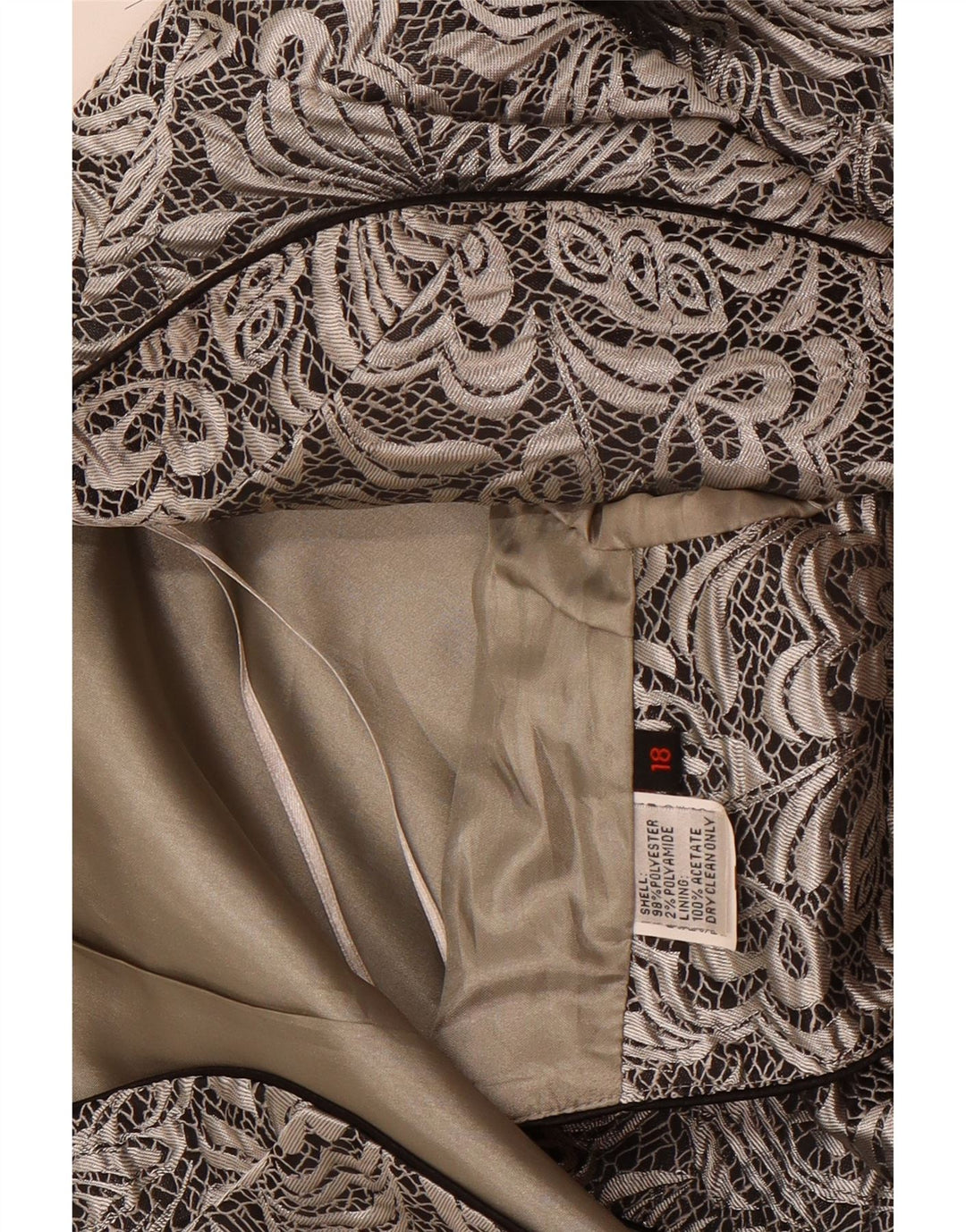 Vintage mujer Bolero chaqueta Reino Unido 18 XL poliéster floral gris