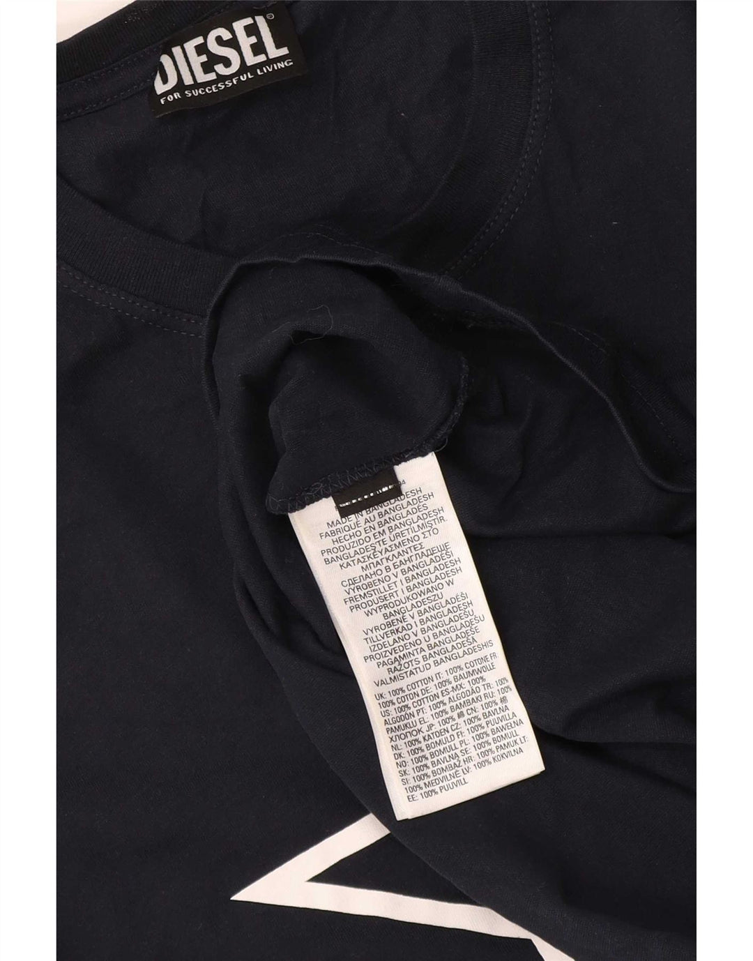 Diesel Hombre Camiseta Gráfica Top Medium Azul Marino Algodón