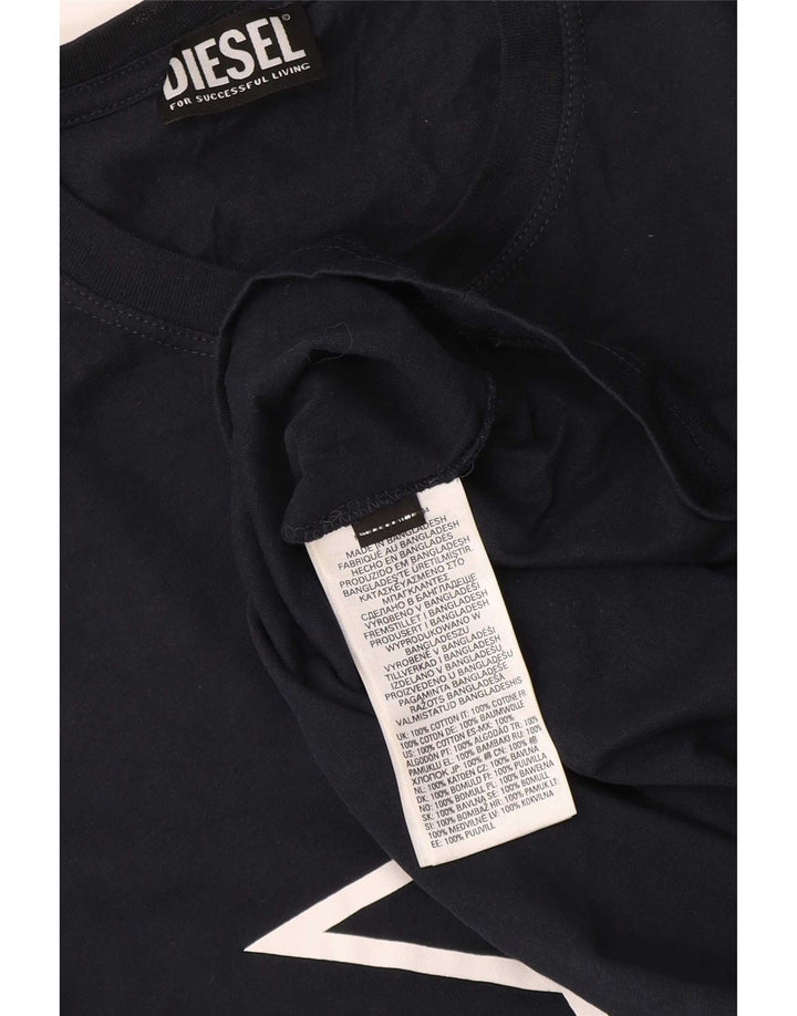 Diesel Hombre Camiseta Gráfica Top Medium Azul Marino Algodón