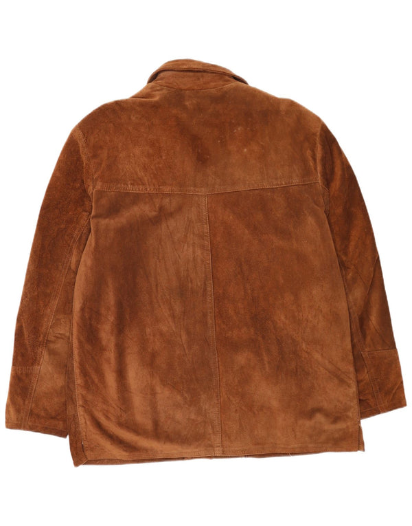 Vintage mujer ante chaqueta Reino Unido 16 cuero marrón grande