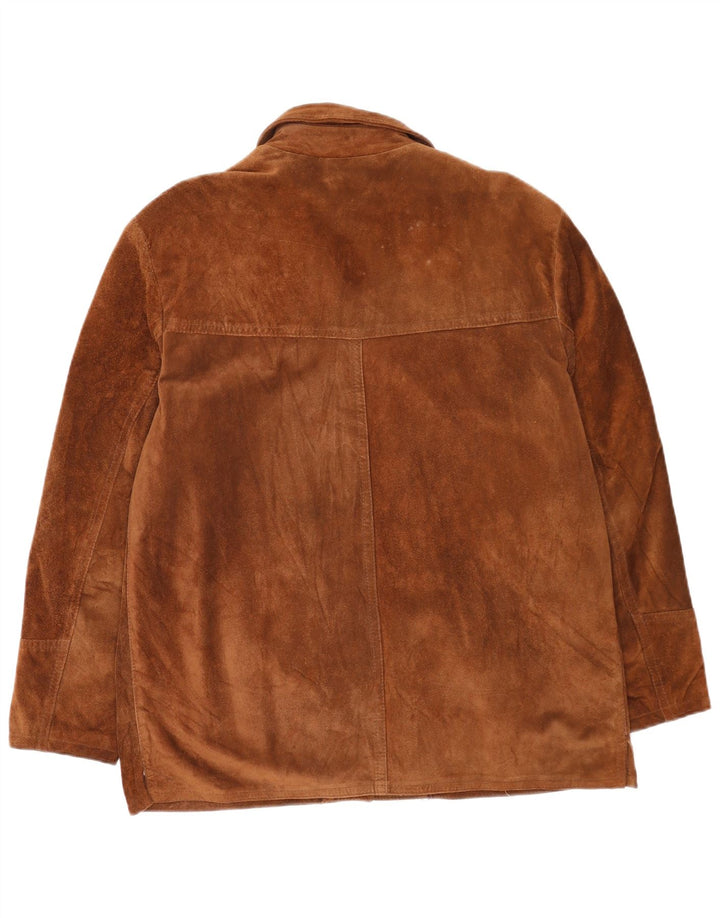 Vintage mujer ante chaqueta Reino Unido 16 cuero marrón grande