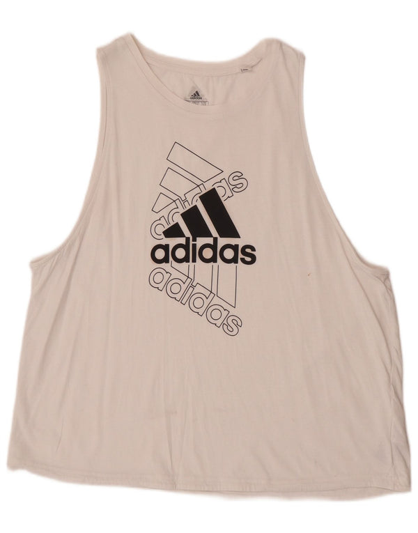 Adidas Mujer Gráfico Chaleco Top UK 16/18 Grande Blanco Algodón