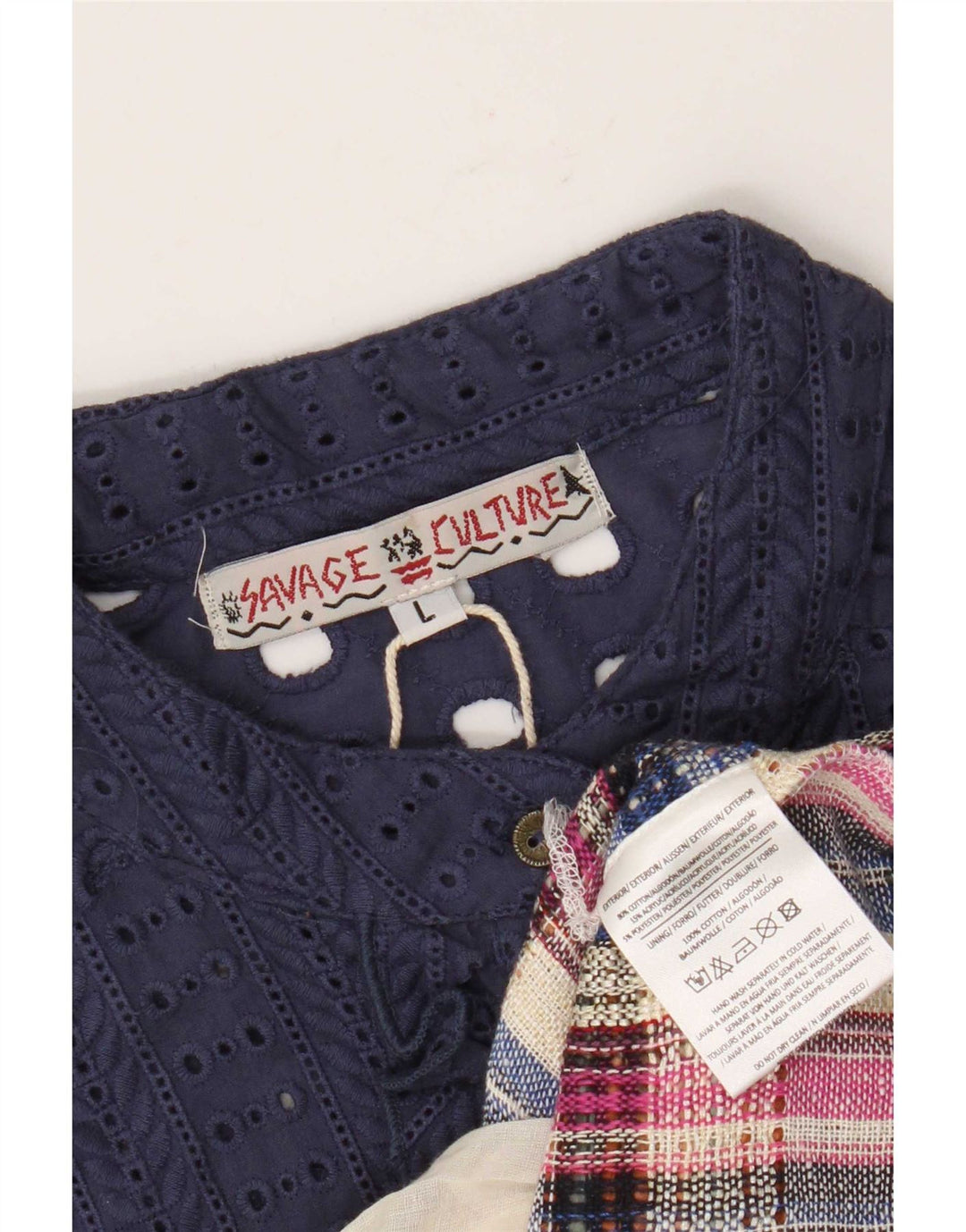Vintage mujer volante frente cambio vestido Reino Unido 14 grande azul marino patchwork