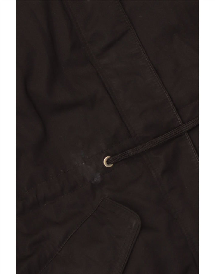 Zara Mujer Parka Con Capucha Chaqueta UK 44 Mediana Negro Poliéster