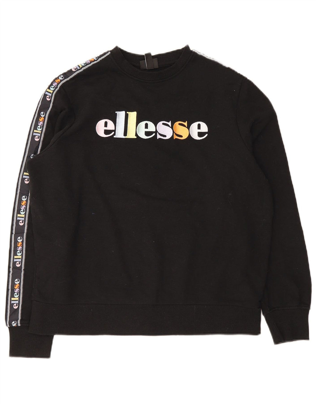 Ellesse Sudadera de gran tamaño con estampado gráfico para mujer UK 10 Small Black Cotton