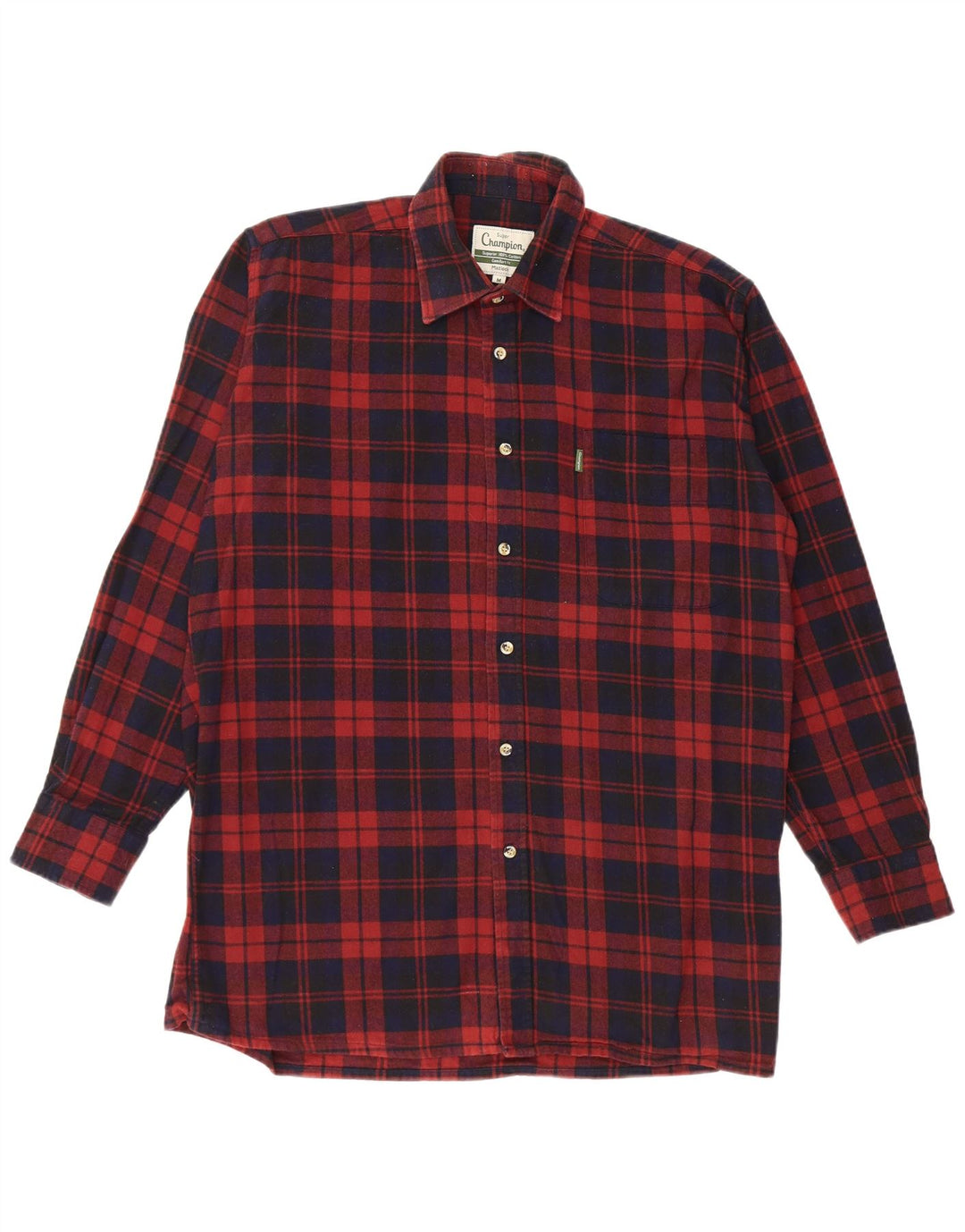 VINTAGE Camisa de franela de ajuste cómodo para hombre Algodón a cuadros burdeos medio