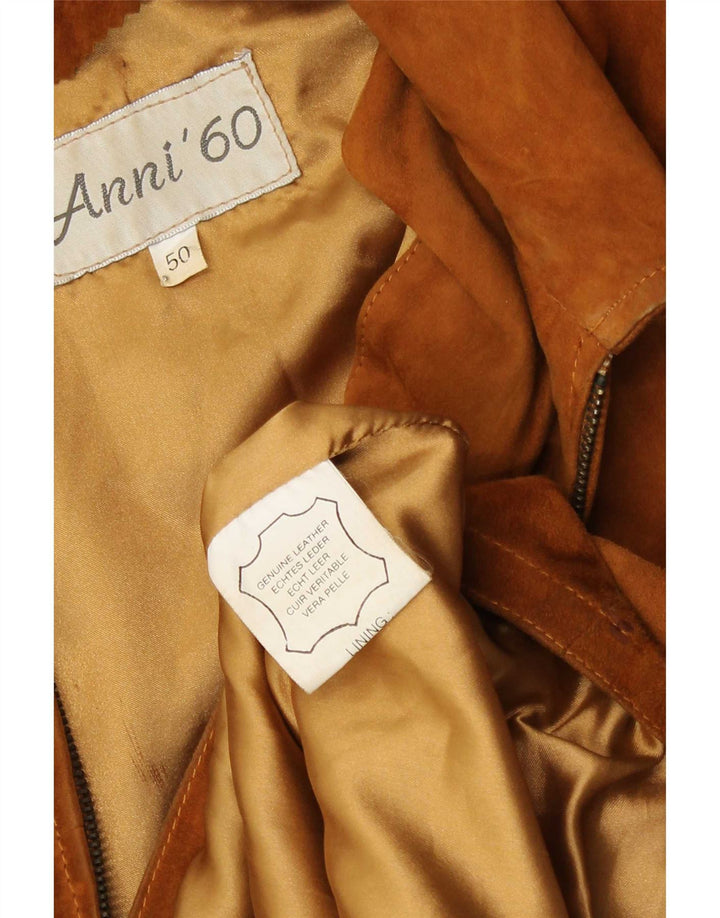 Chaqueta de ante vintage para hombre IT 50 cuero marrón grande