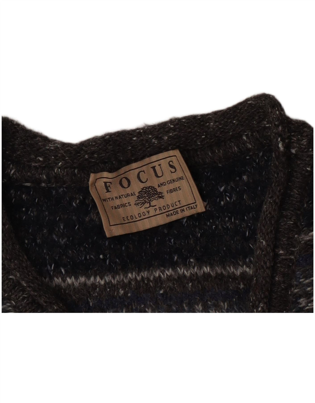 Vintage hombres V-cuello jumper suéter medio gris rayas
