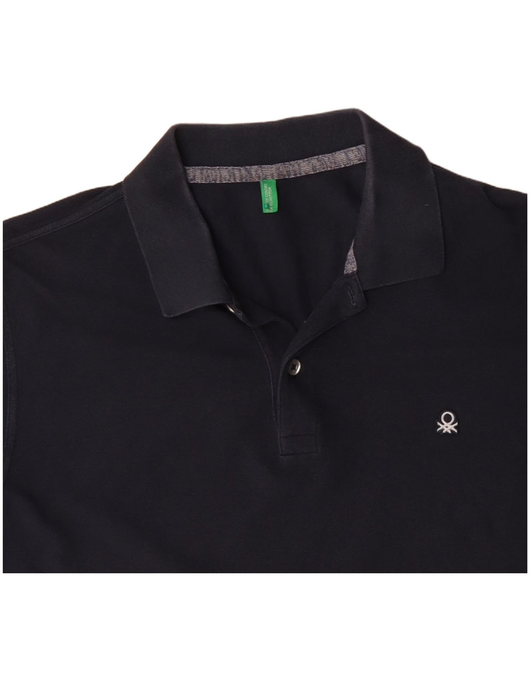 BENETTON Polo para hombre grande azul marino algodón
