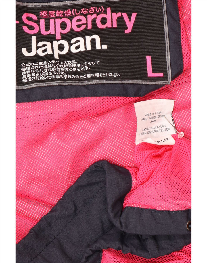 Superdry Chaqueta cortavientos para mujer UK 46 Large Nylon azul marino
