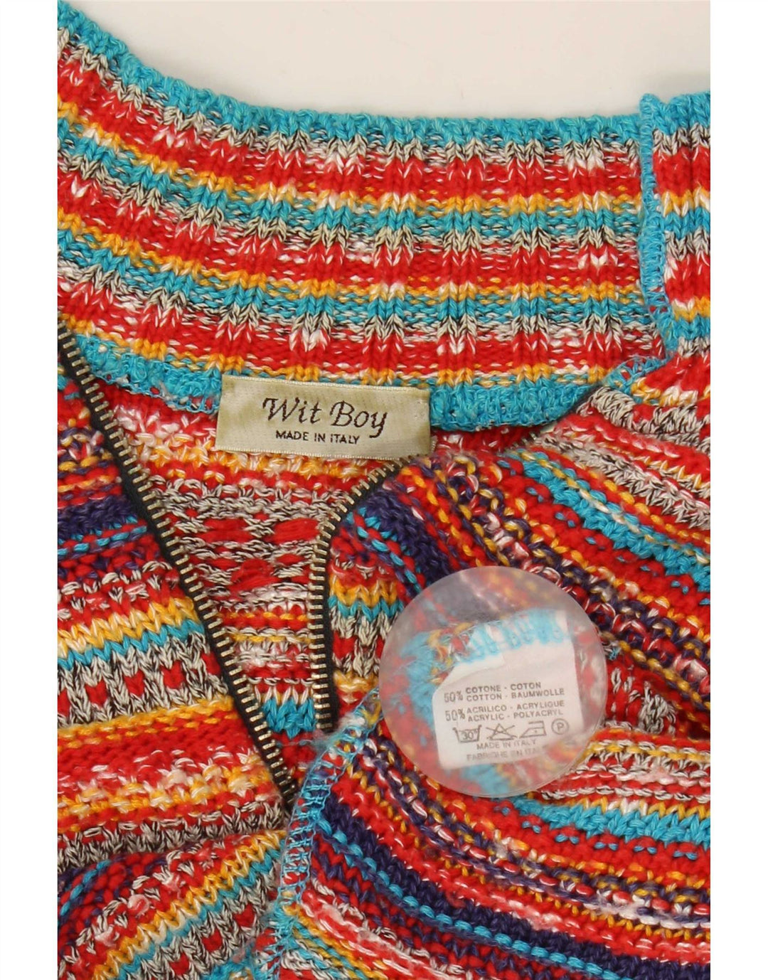 Wit Boy Suéter tipo cárdigan corto para mujer Reino Unido 12 Mediano Rayas multicolores