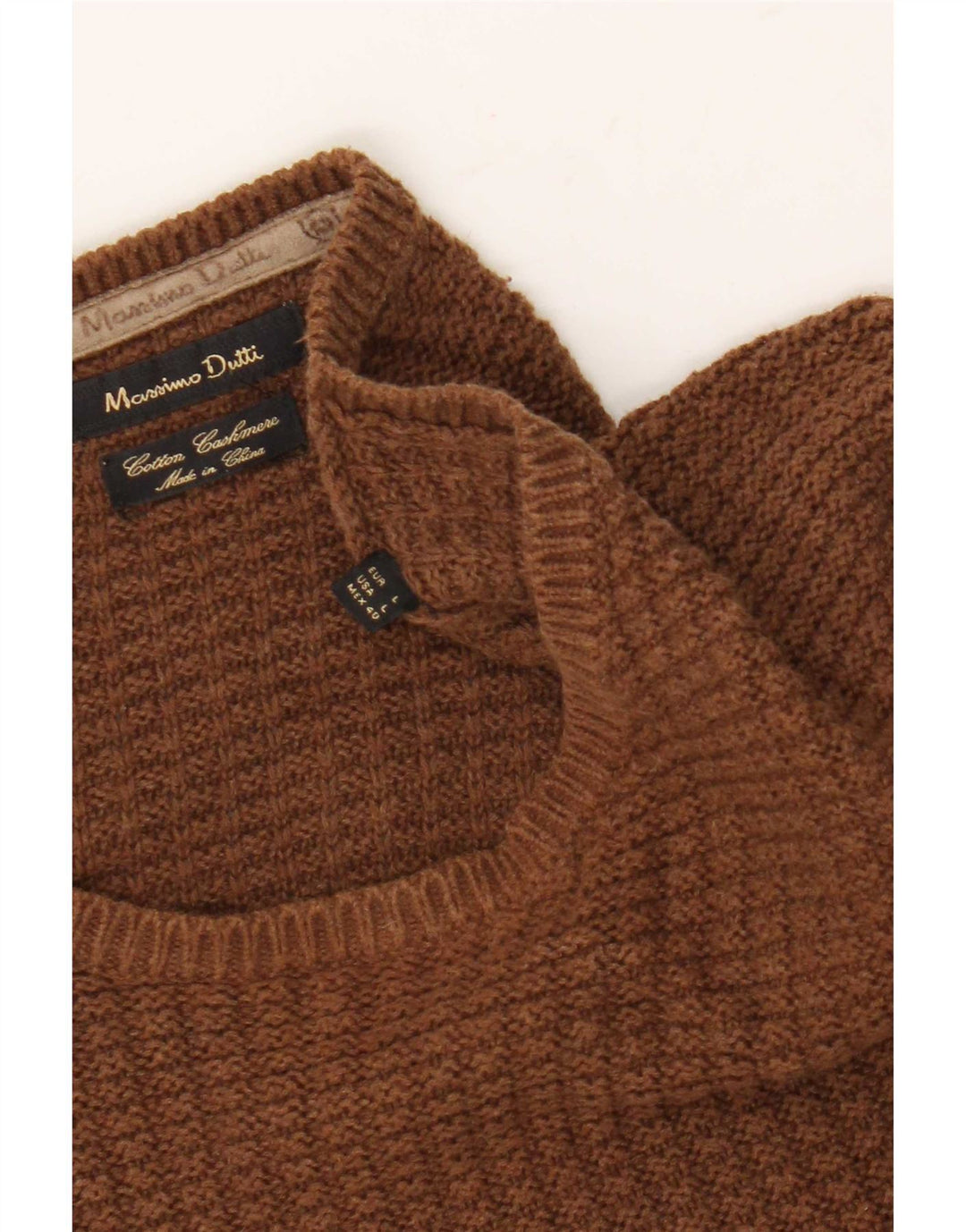 Massimo Dutti Jersey Cuello Redondo Hombre Large Marrón Algodón