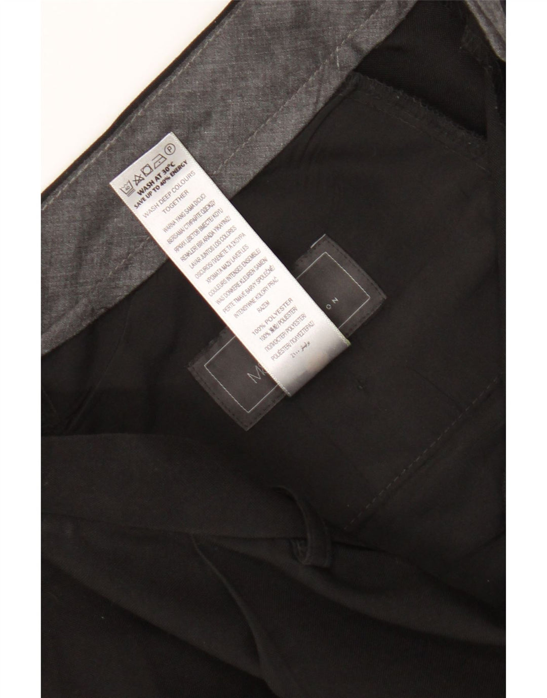Marks & Spencer Pantalón de traje con pinzas para hombre W36 L31 Poliéster negro