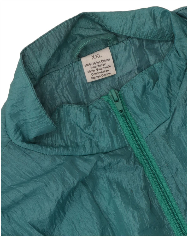 Vintage hombres chándal top chaqueta 2XL verde nylon