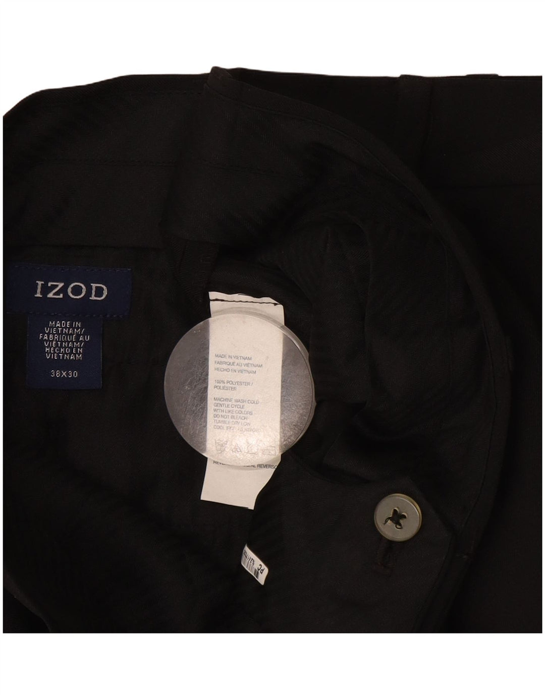 Pantalón de traje recto para hombre Izod W38 L30 Poliéster negro
