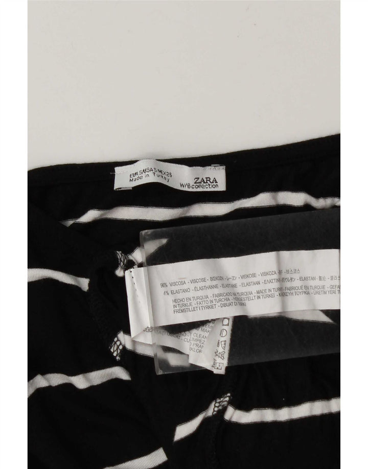 Zara Mujer Top Extragrande Manga Larga UK 40 Small Viscosa Rayas Negras