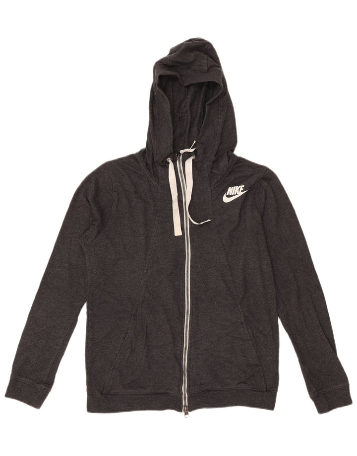 Nike - Sudadera con capucha y cremallera para mujer, talla 40, poliéster gris medio